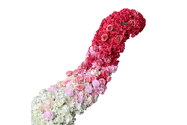 200x45cm Rose Red Gradient Road Flower Art