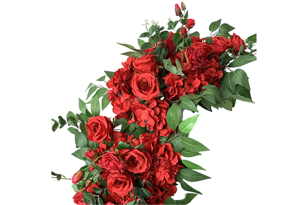200x45cm Red With Green Leaves Floral Art