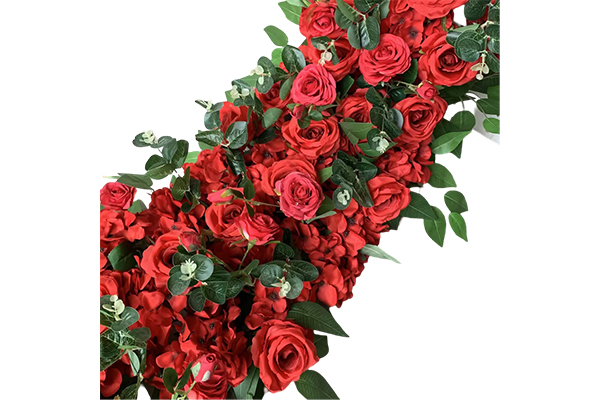 200x45cm Red With Green Leaves Floral Art
