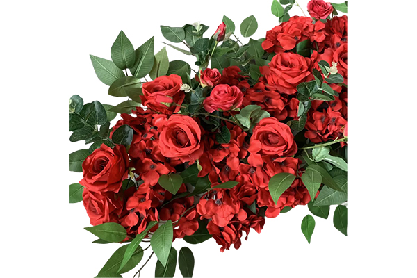 200x45cm Red With Green Leaves Floral Art